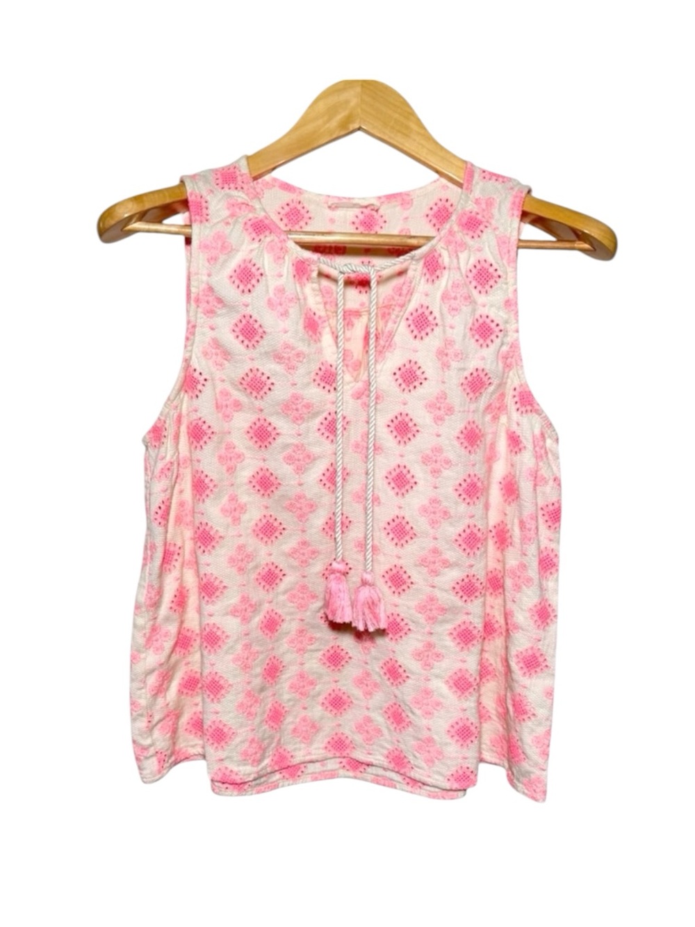 Lovestitch Sonora Pink Cotton Tassel Tank Top Boho Large